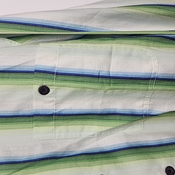 Andrew Fezza XL 100% cotton green/blue/white long sleeve button-down mens shirt - Picture 4 of 7